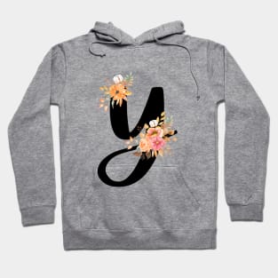 Letter Y With Watercolor Floral Wreath Hoodie